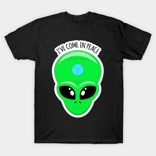 Alien face-I have come in peace T-Shirt by Frispa